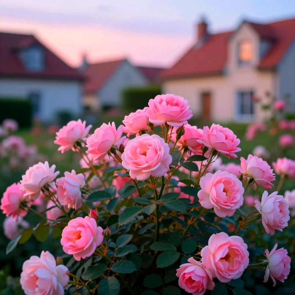 Soft Pink Roses in Dreamy Twilight Lighting
