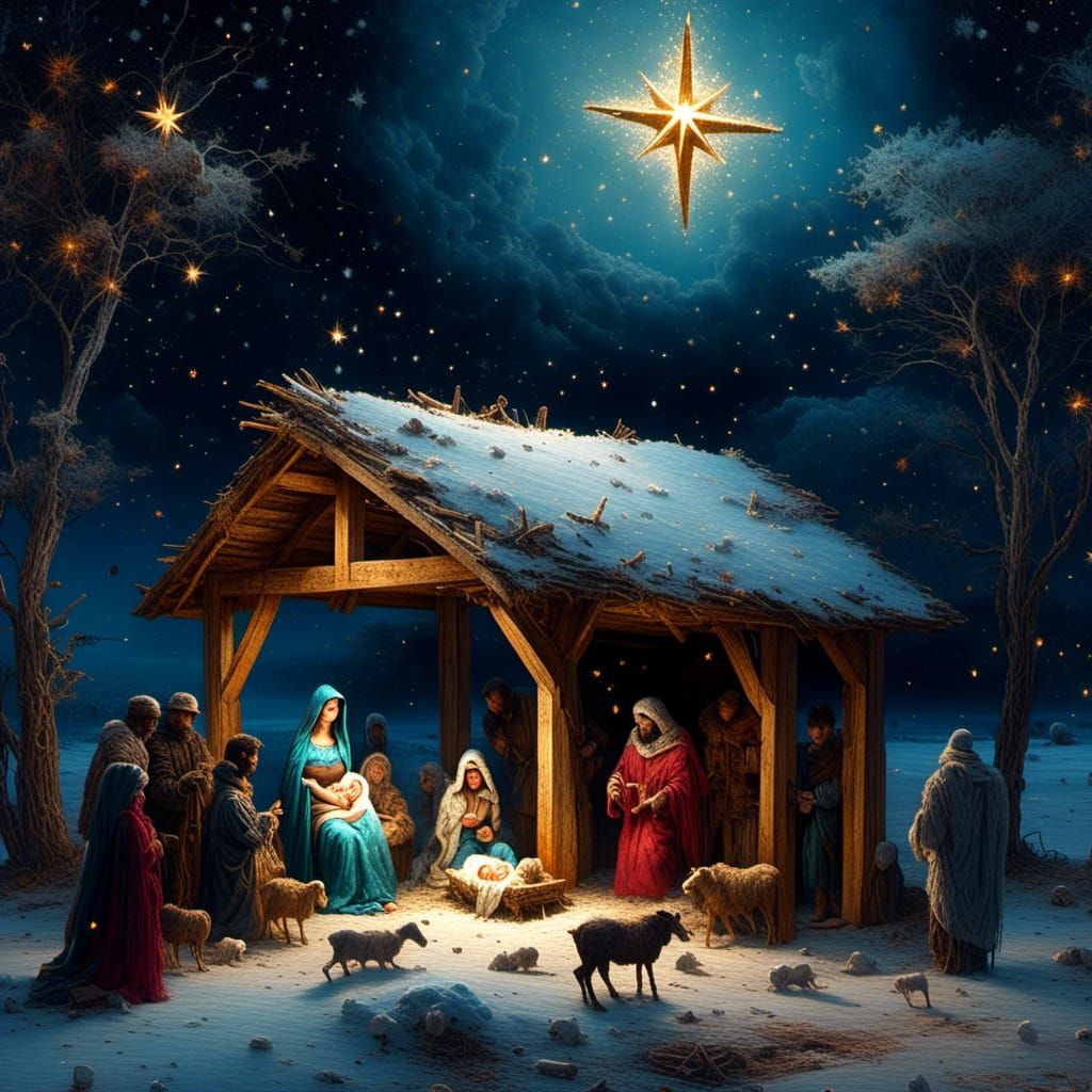 Christmas Nativity Scene in Dark Fantasy Style