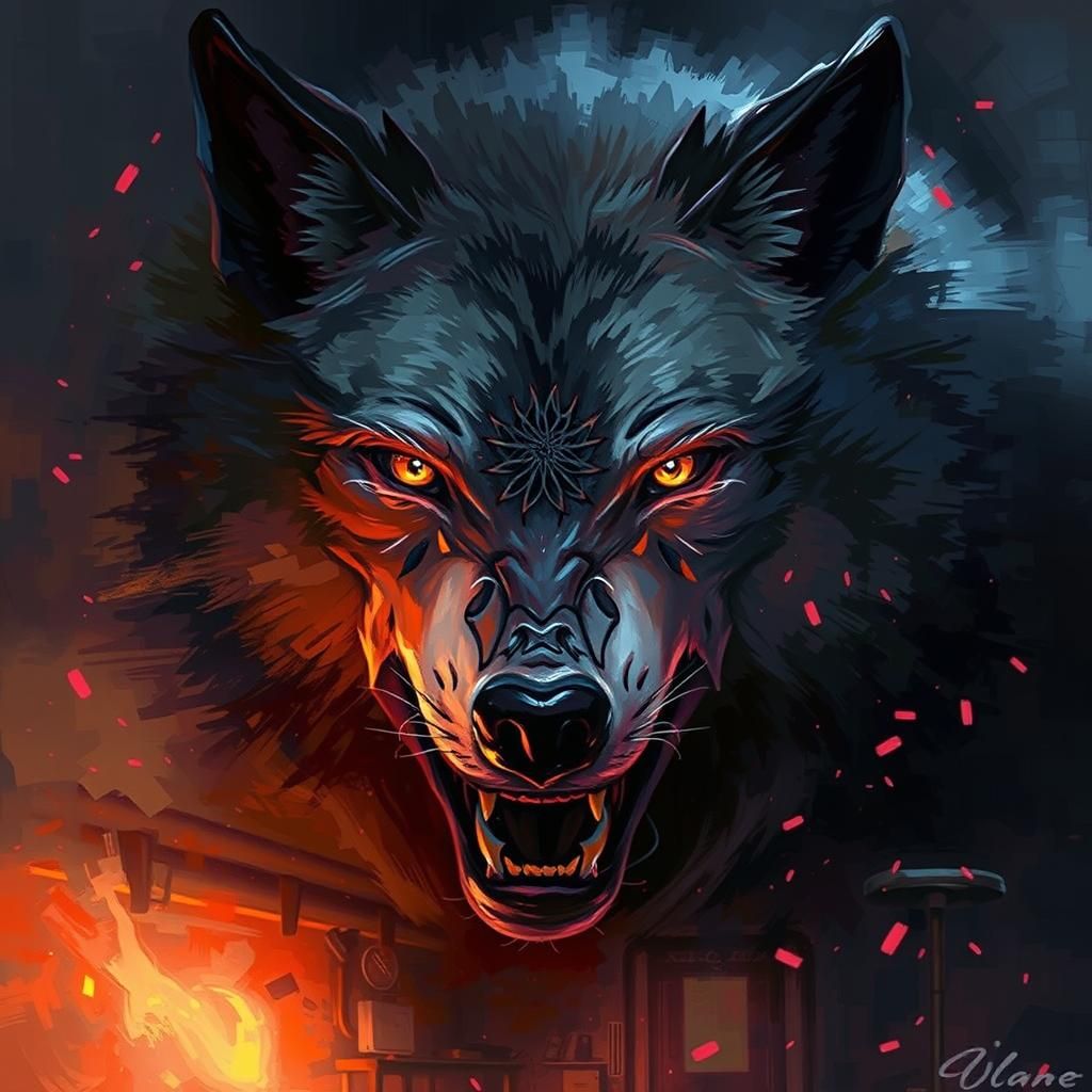 Bat Portrait in Haunted Asylum, Acrylic Pour Symbolism