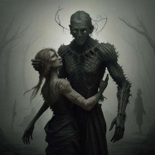 Ethereal Figures in Tank Labyrinth: Surrealist Oil Painting