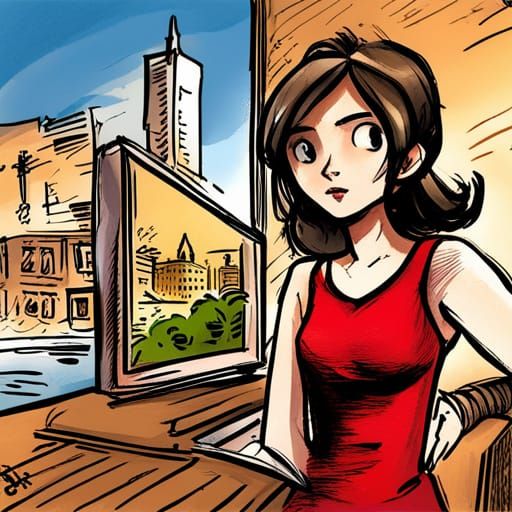 Cartoon Red Dress Girl