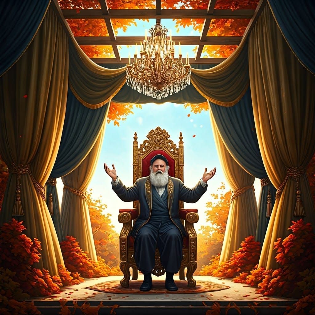 Lavish Sukkah in Louis XIV Style with Hasidic Jew