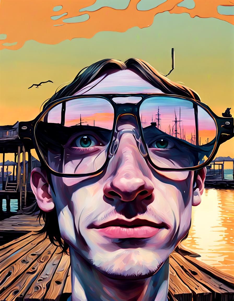 Eerie Seaport: A Surreal 3D Storybook Illustration