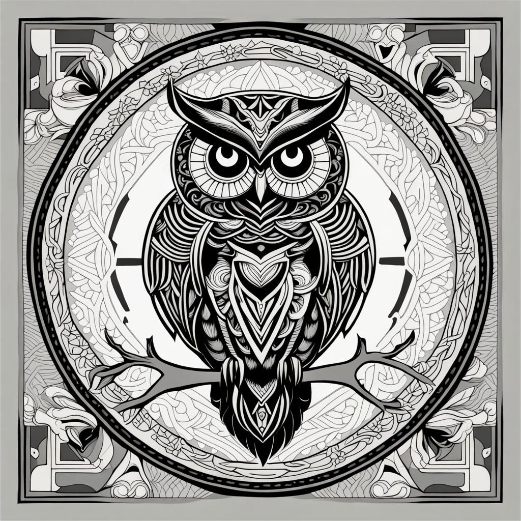 Owl Mandala with Geometric Patterns