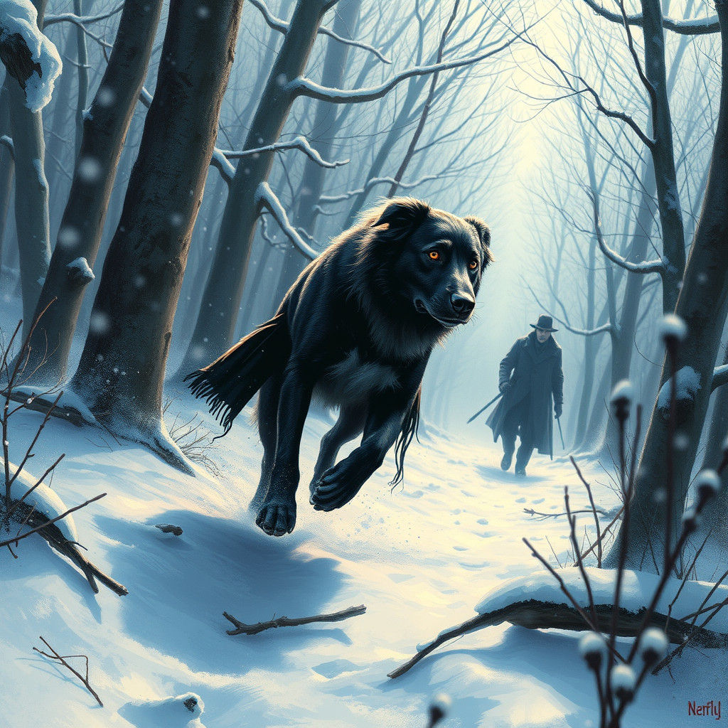 Sherlock Holmes and the Hound: Winter Woods Scene