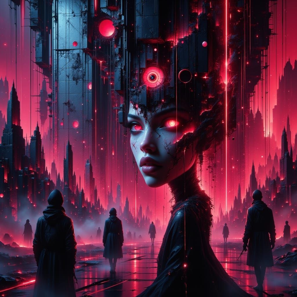 Futuristic Dancer in Neon City Rave