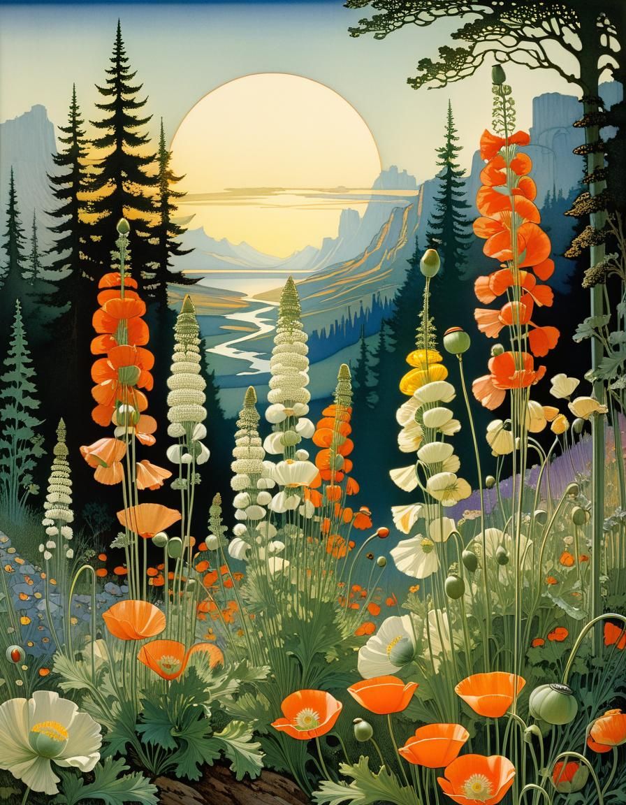 Vibrant Wildflowers in a Whimsical Artistic Style