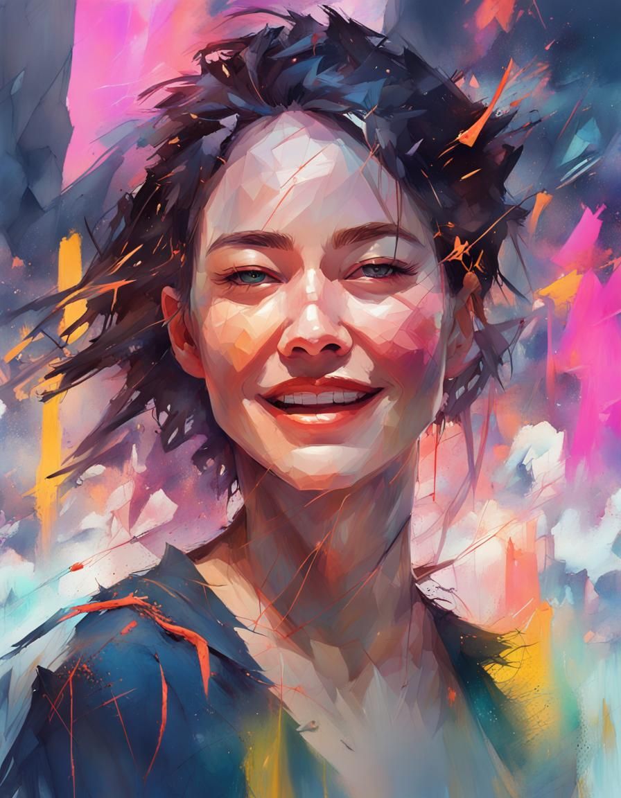 Gorgeous Fantasycore Woman in Expressionist Illustration