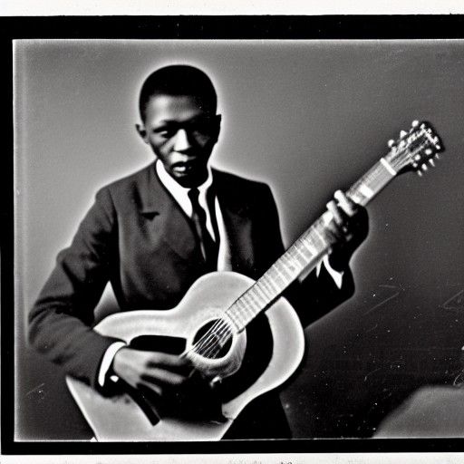 Haunting Photo of Bluesman Playing Guitar