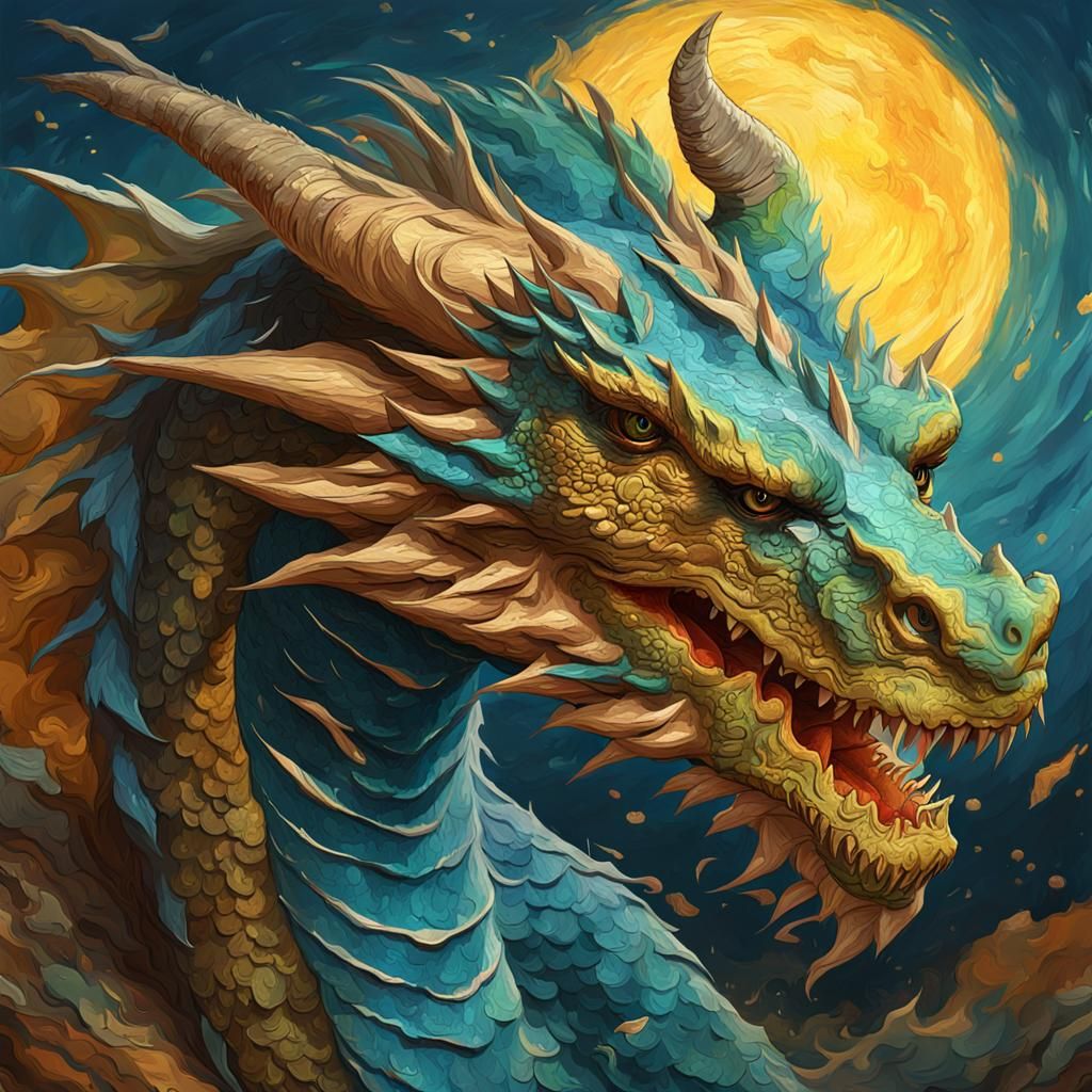 Van Gogh Style Dragon Portrait