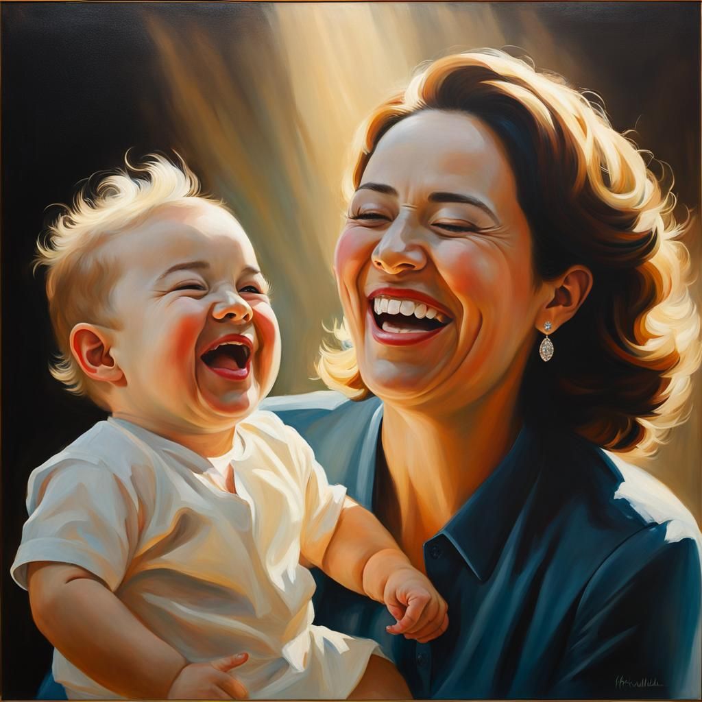 Mother and Child Portrait in Academic Art Style