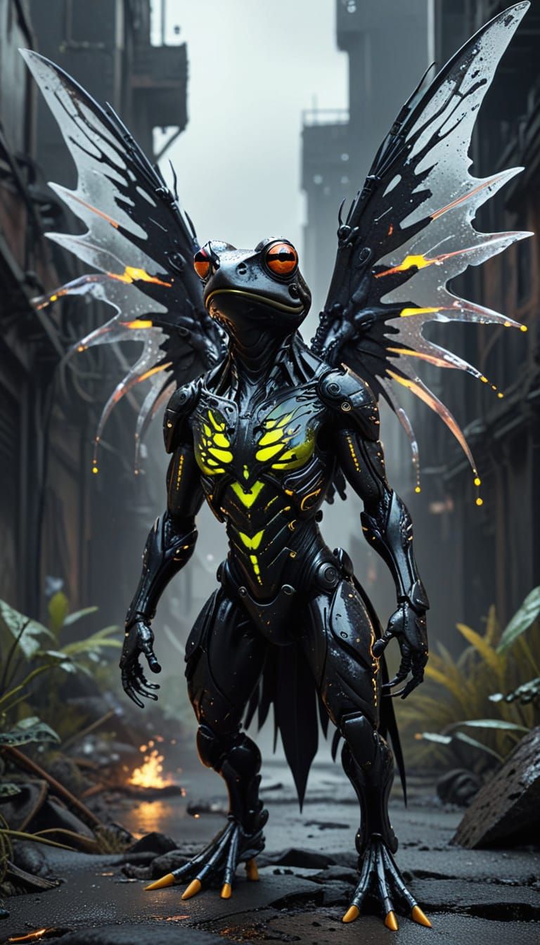 The Vile Croaker, with cybernetic winged armor