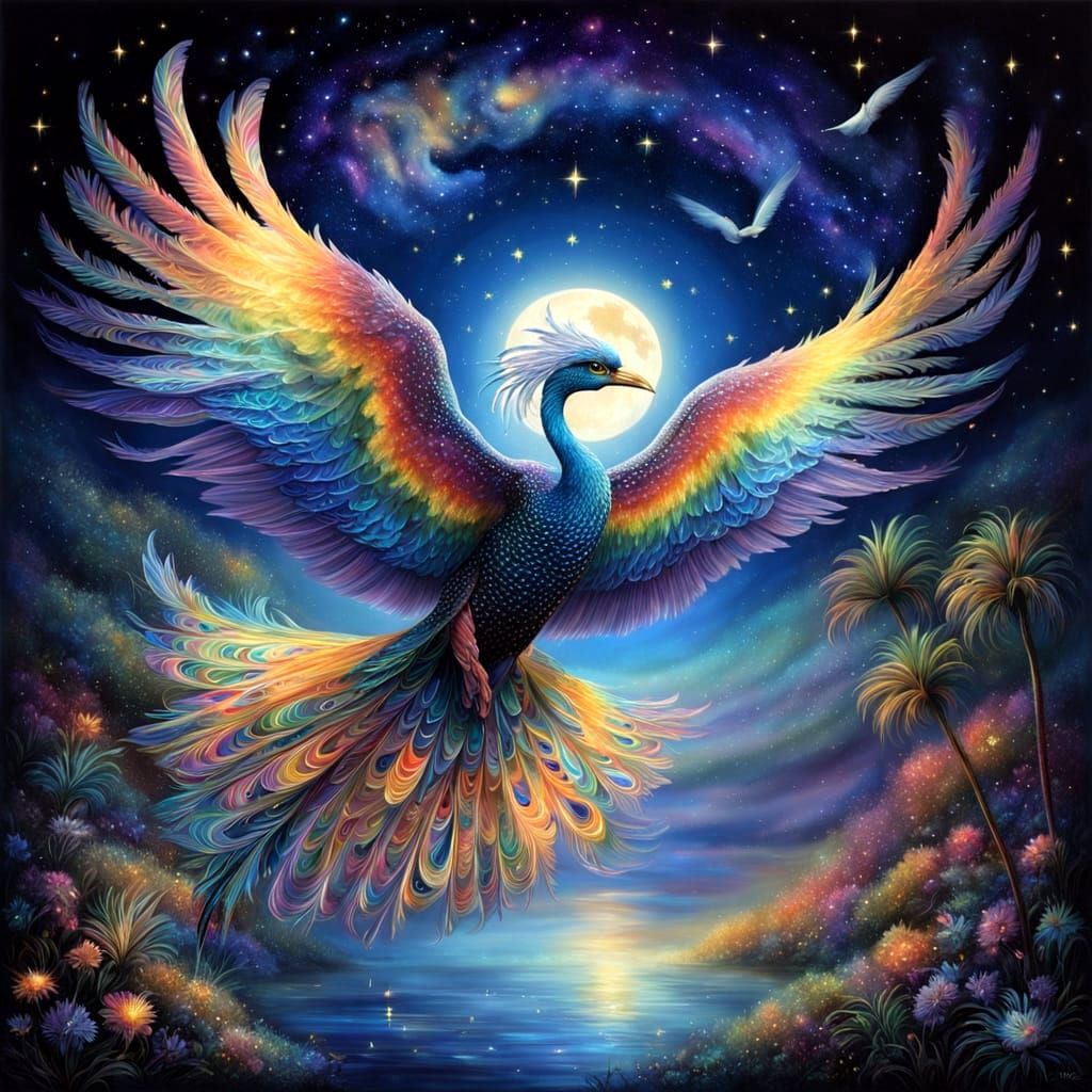 Ethereal Wandananaff Soars in Cosmic Moonlit Splendor