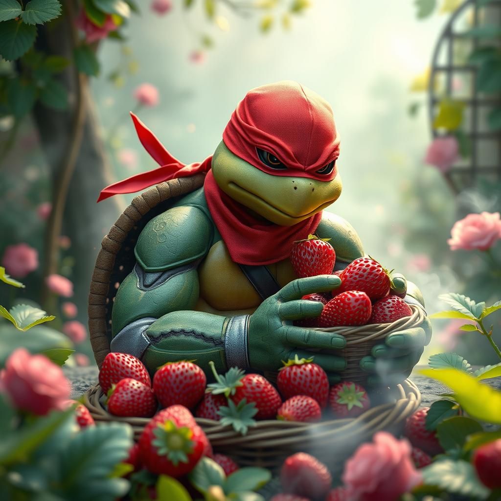Raphael of TMNT in Ethereal Garden Scene