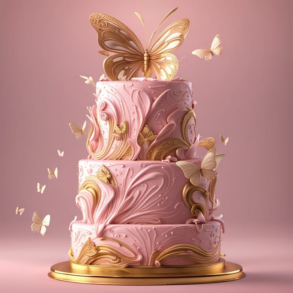 Butterfly and Lily Cake: Detailed Matte Painting