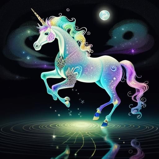 Zentangle Unicorn in Dreamland with String Art