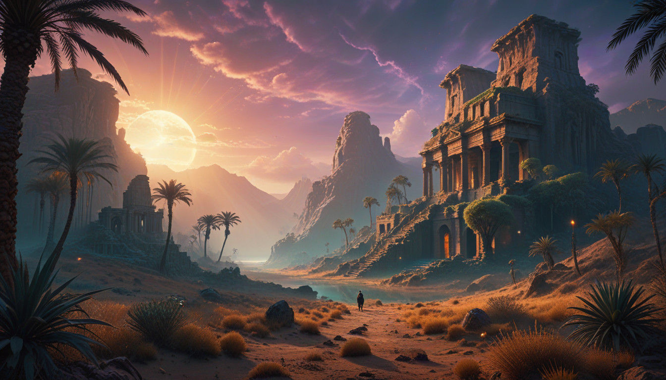 Ethereal Oasis in Vibrant Earthy Hues