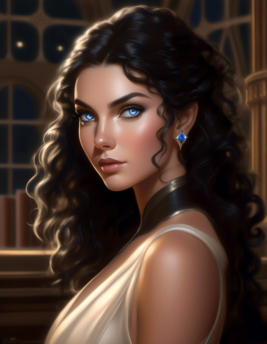 Pencil Sketch of a Powerful Mage Woman