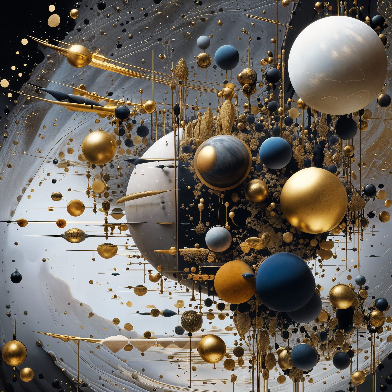 Golden Abstract Cycles: Detailed Matte Painting