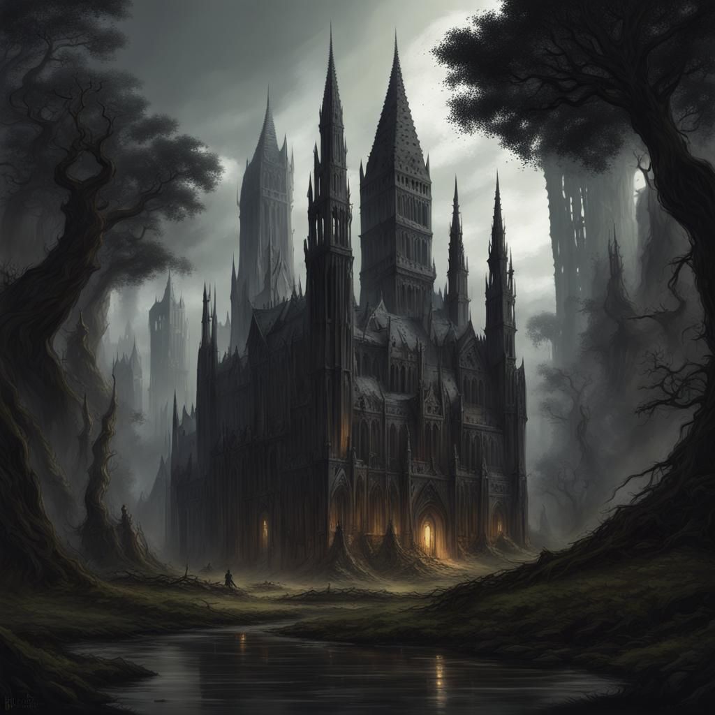 Ancient Dark Fantasy City in Forest