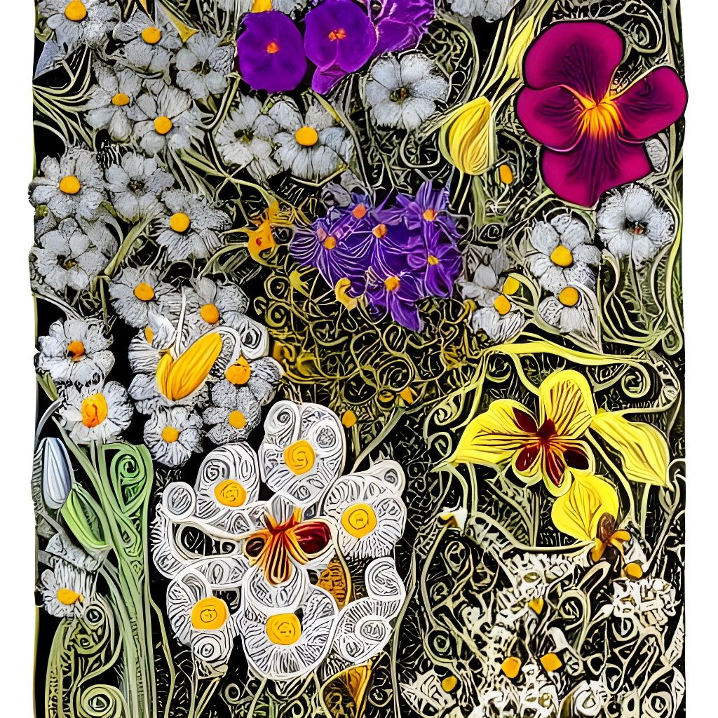 Psychedelic Floral Pattern in Expressionist Style