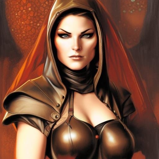 Female Thief in Leather, Comic Book Art