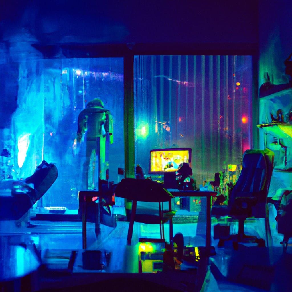 Hikikomori in Cyberpunk Apartment with Robot