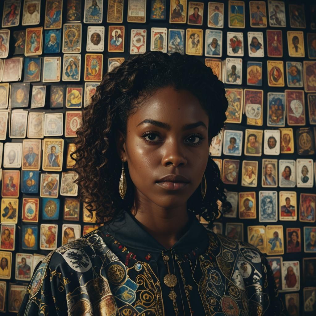 Mesmerizing Tarot Reader in Hyperrealistic Portrait