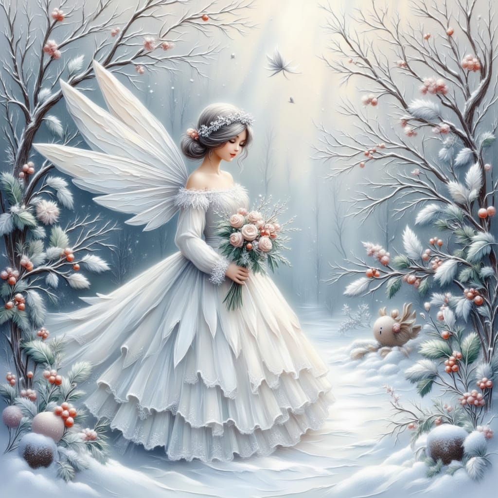 Ethereal Winter Fairy in Frosty Forest