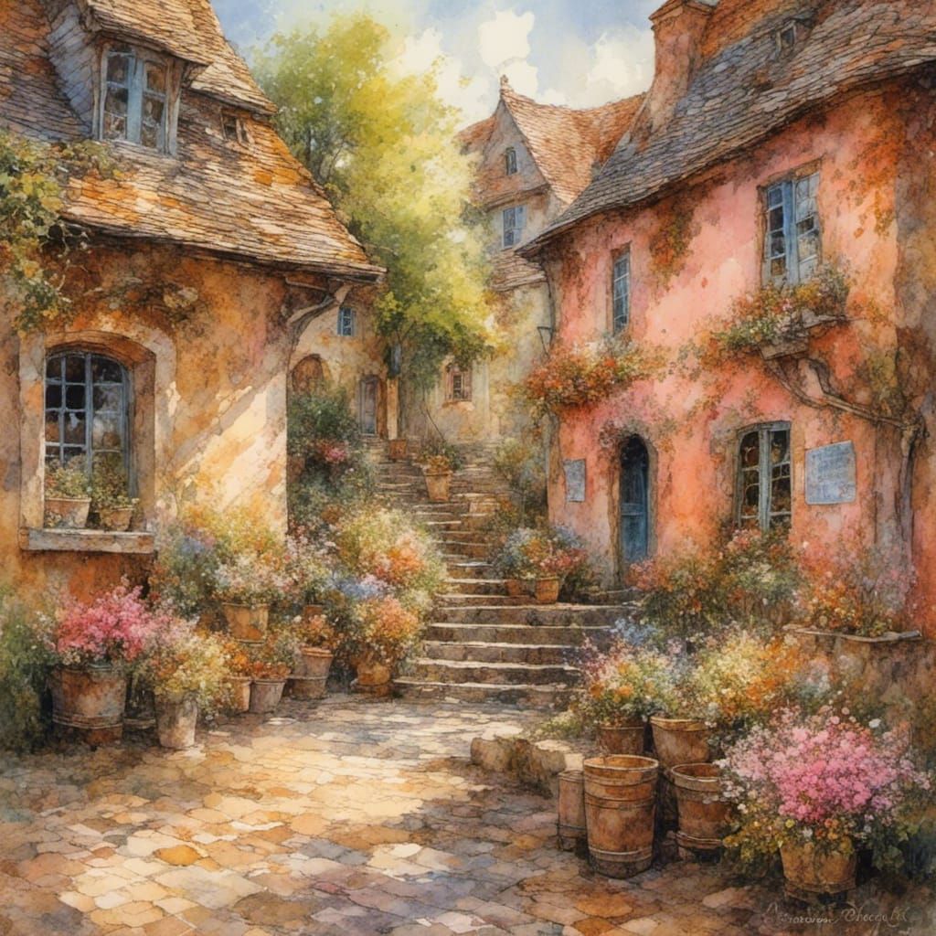 Backyard in Old Medieval Town