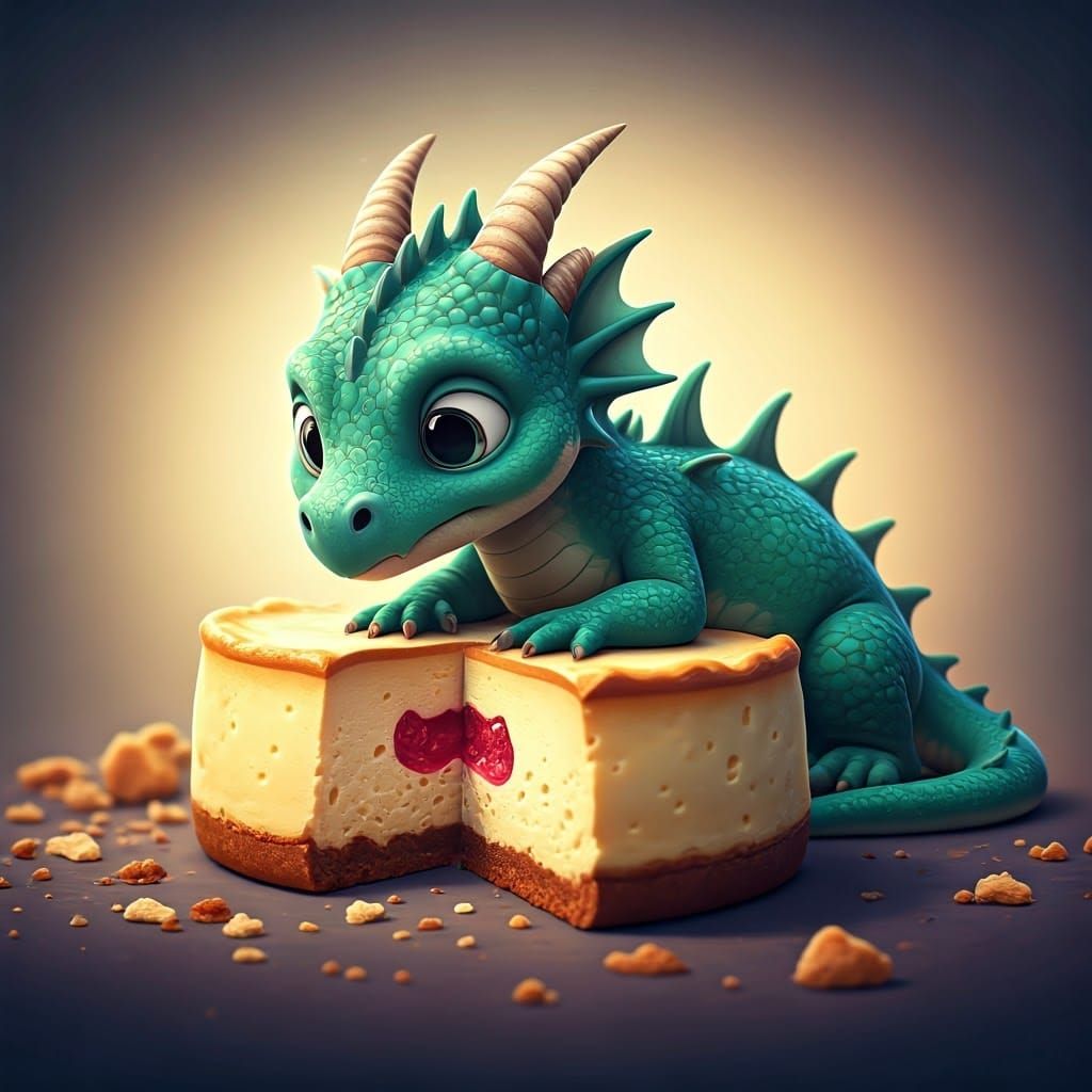 Green Dragon on Cheesecake, Animated Style