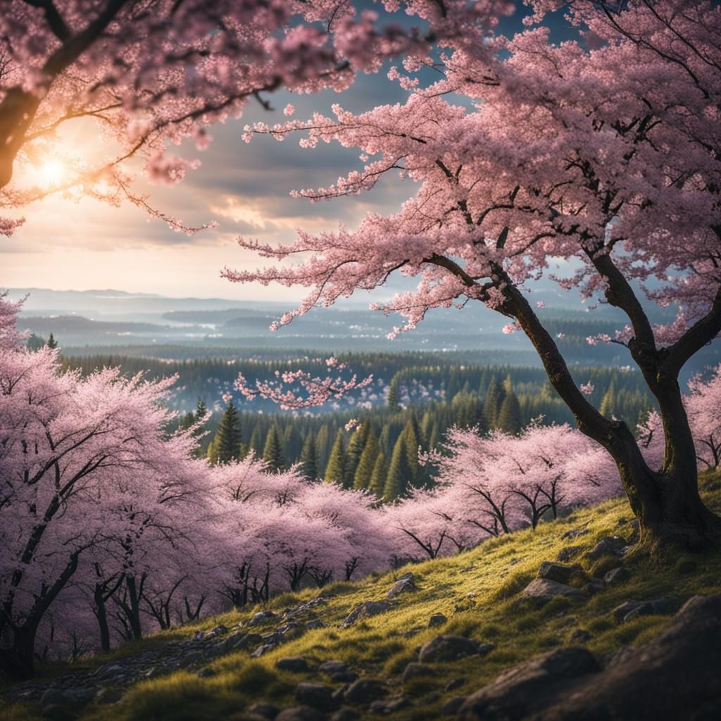 Cherry Blossom Forest Photography with Bokeh