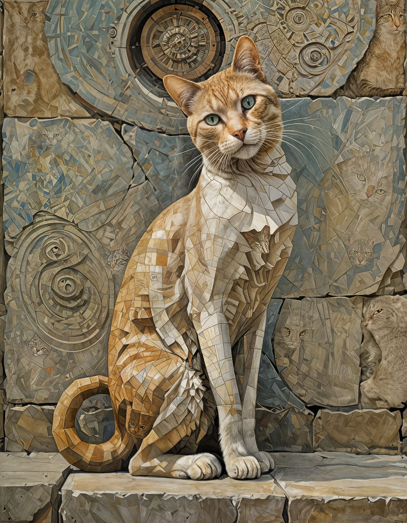 Cubist Cat Art
