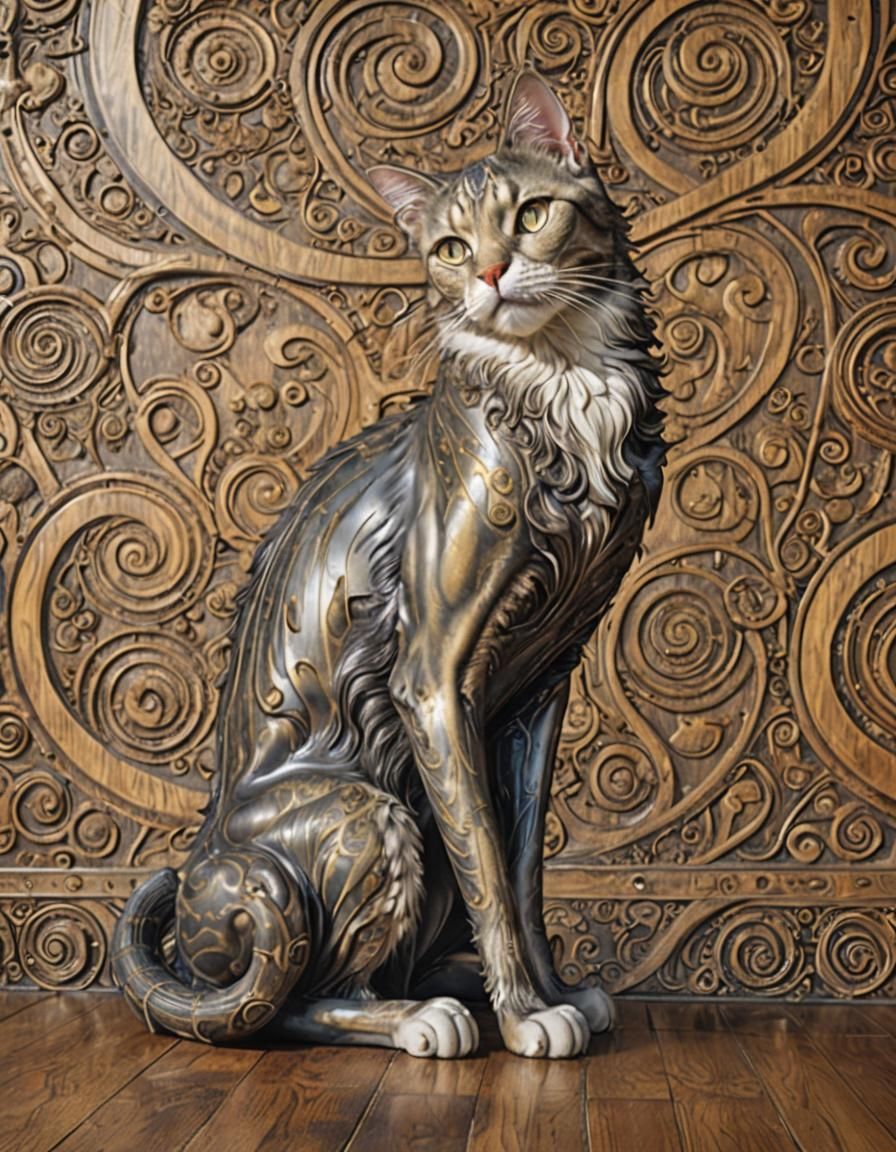 Renaissance Cat in Sunlit Ambiance