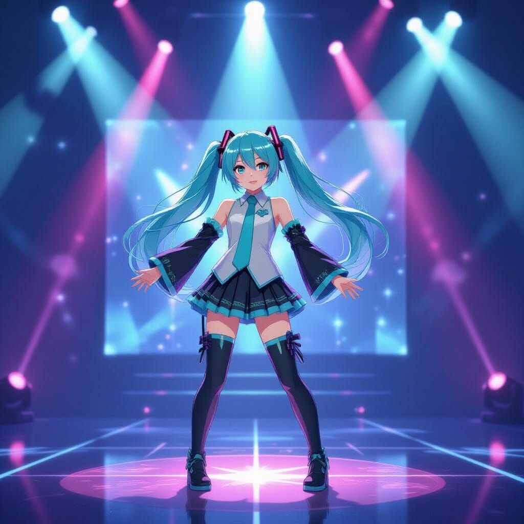 Hatsune Miku: Futuristic Backup Singer on Holographic Stage
