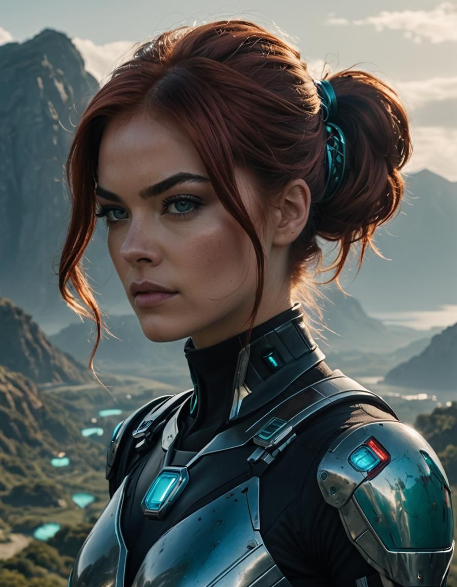 Futuristic Female Action Hero Portrait