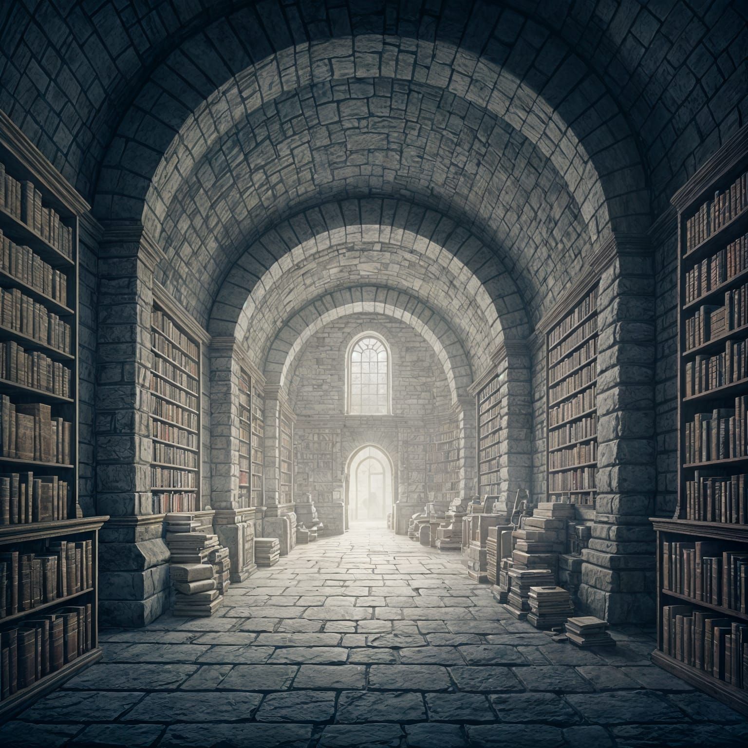 Grand Underground Library: Watercolor Concept Art