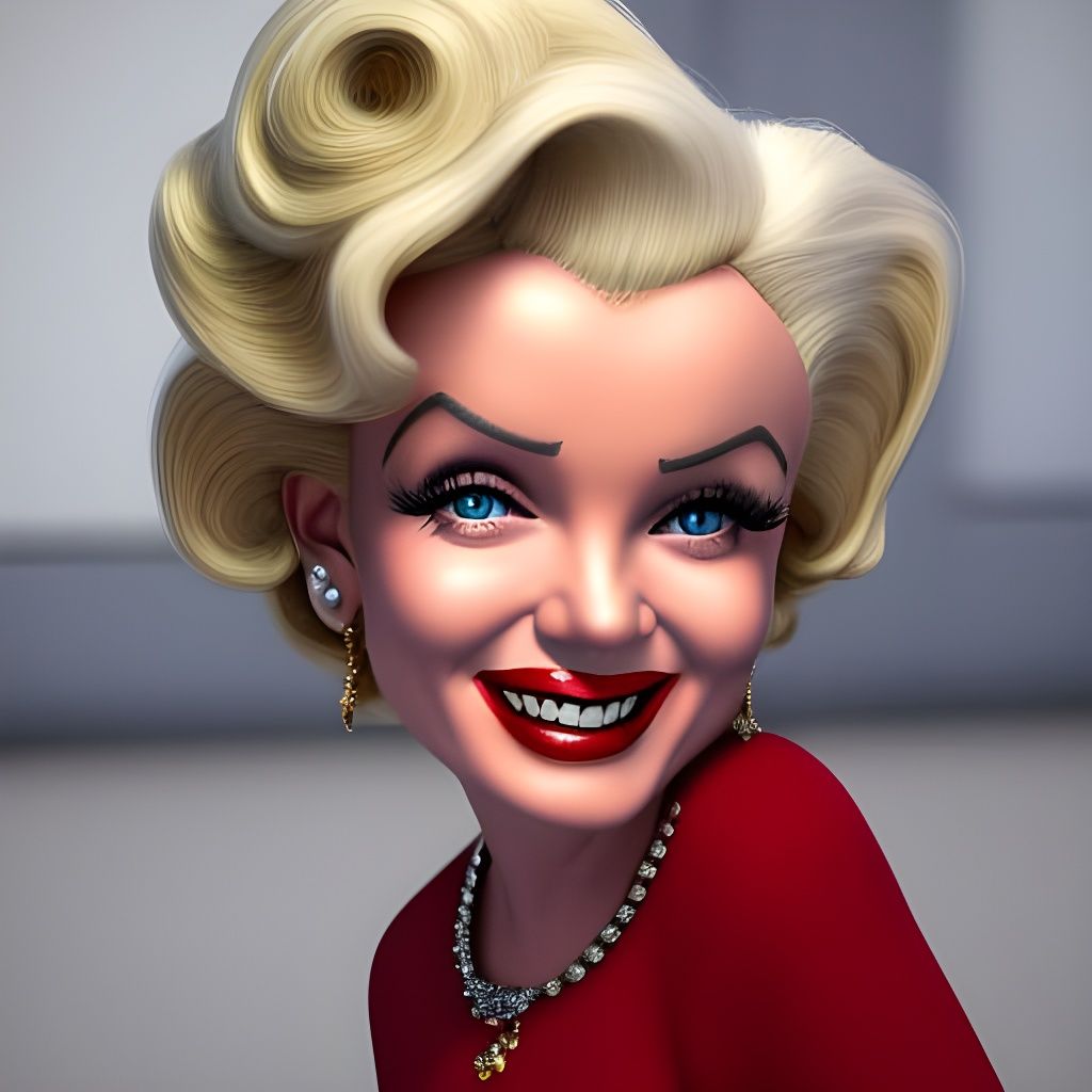 Cartoon Caricature of Marilyn Monroe in 3D Render