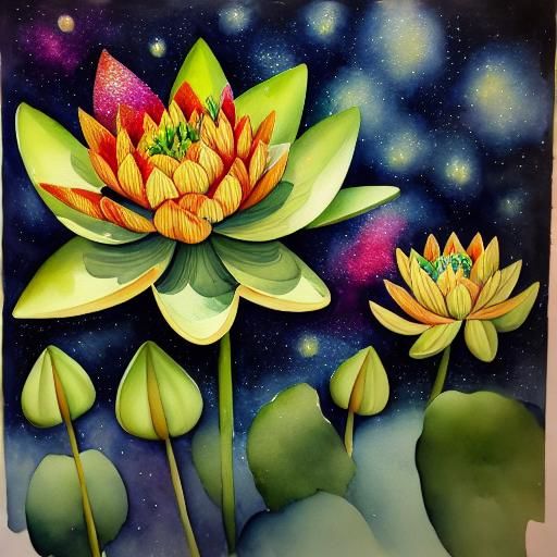 Magical Crystal Water Lily with Glitter Rain