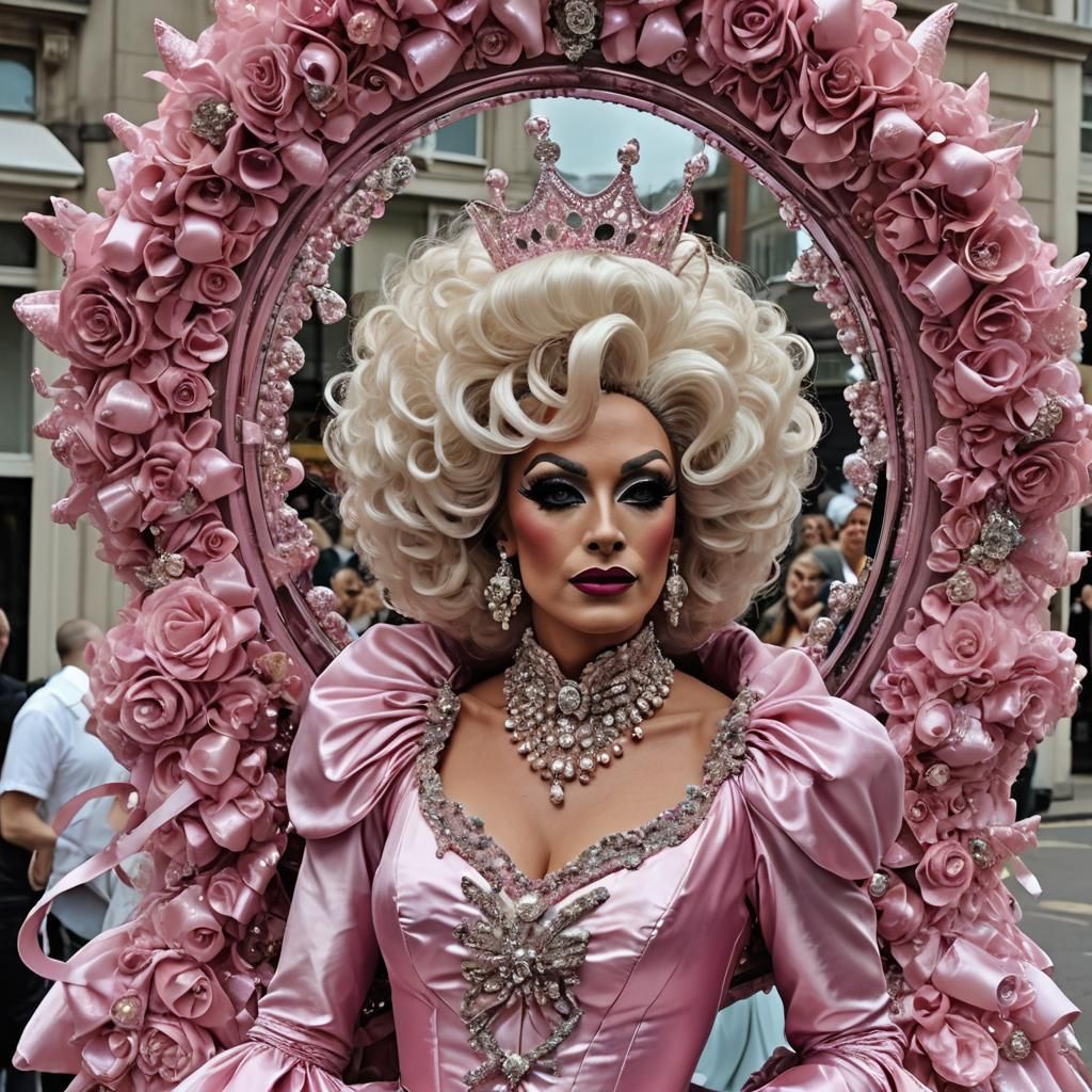 Extravagant Drag Queen in Satin Couture