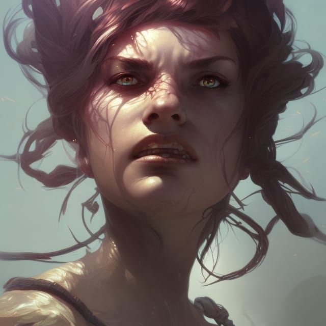 Monster Slayer Portrait in Hyperdetailed Style