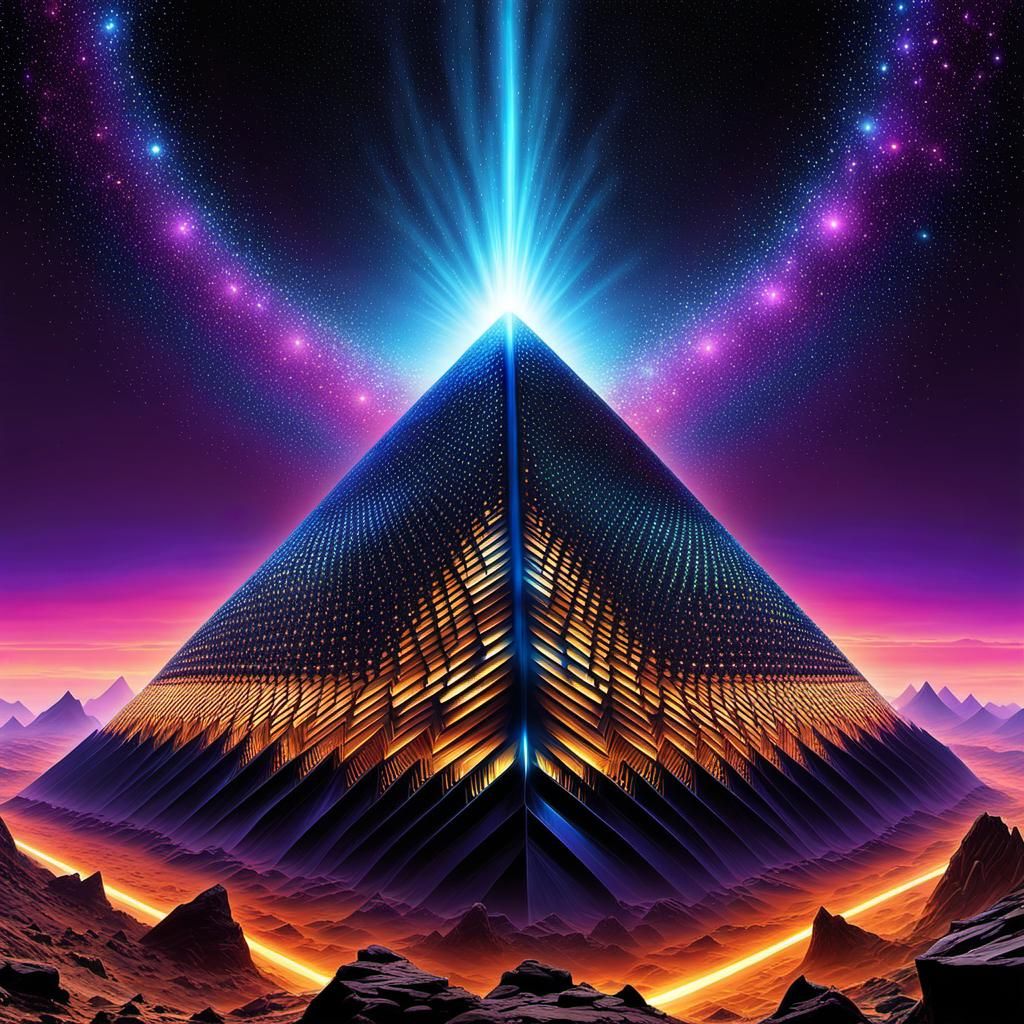 Futuristic Megalopolis on Distant Planet in Psychedelic Art