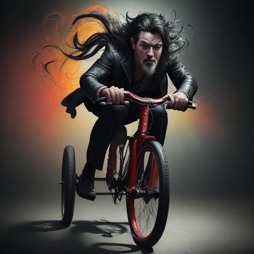 Devil on Tricycle: Hyperrealistic Splash Art