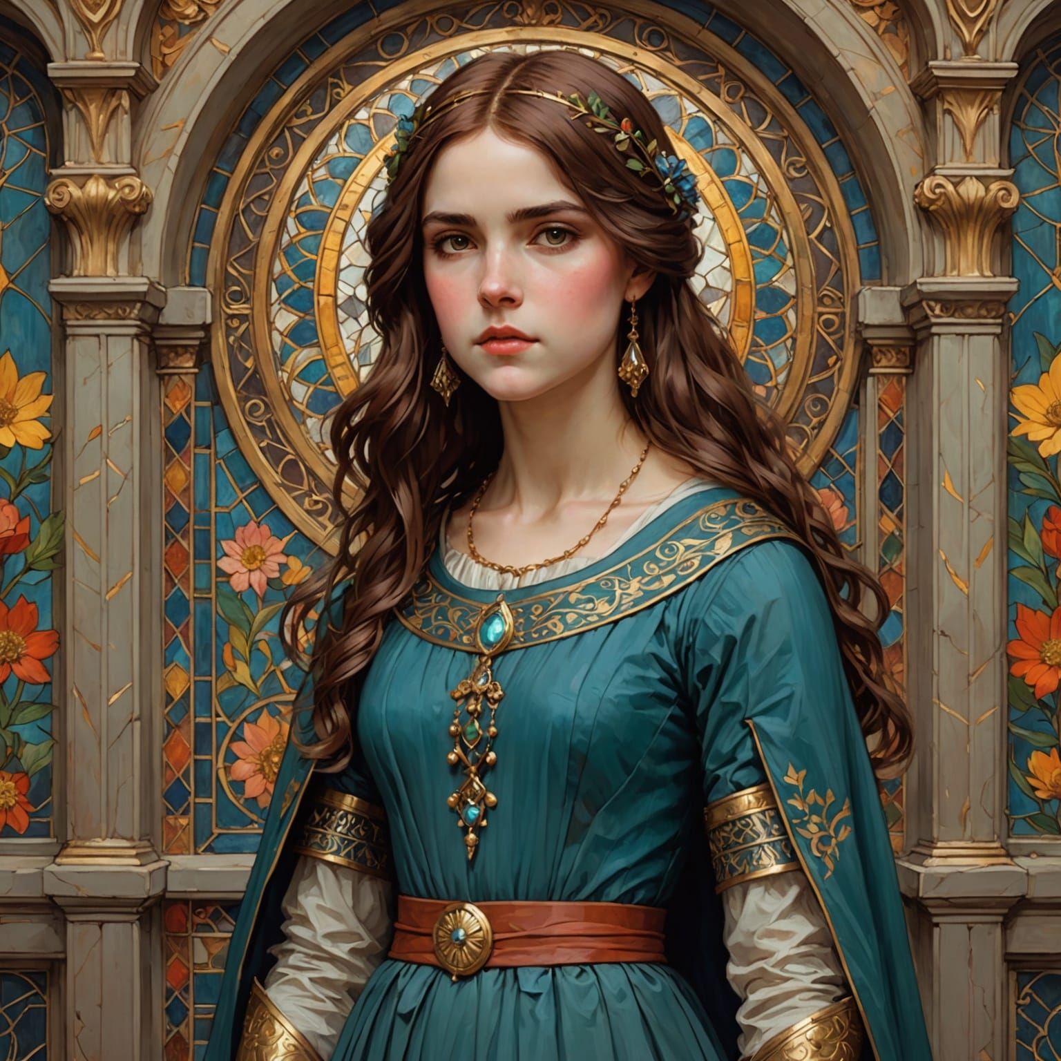 Regal Anime Girl in Vibrant Colors