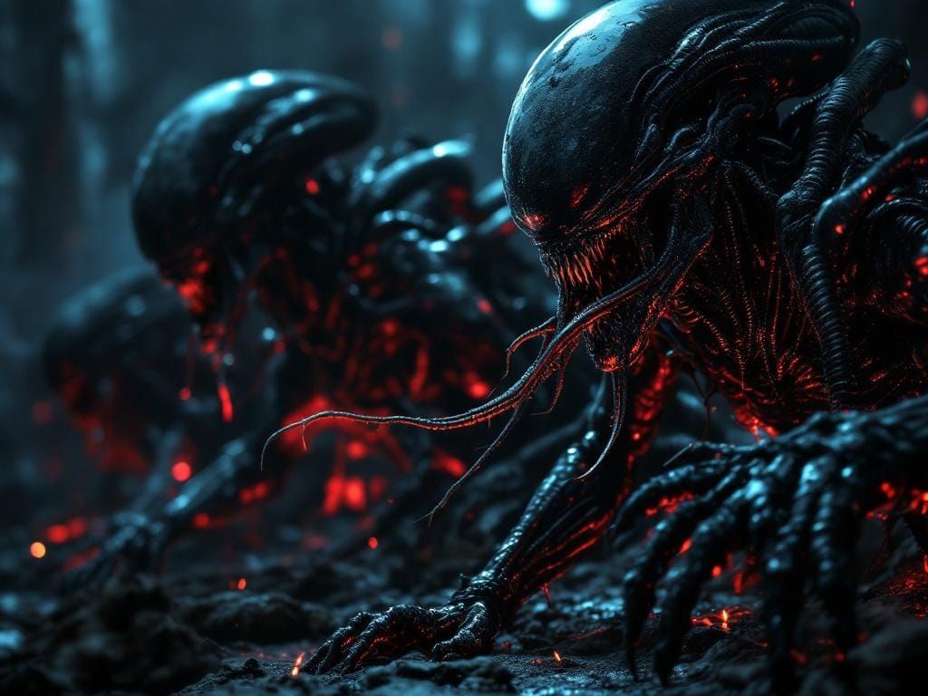 Alien Xenomorphs and Zombies in Cinematic HDR