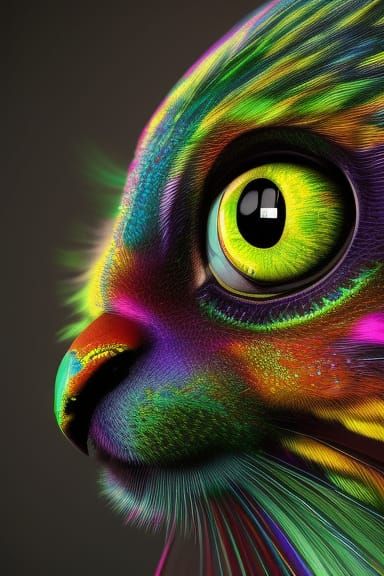 Magical Animal Portrait: Cute, Colorful, Hyperrealistic