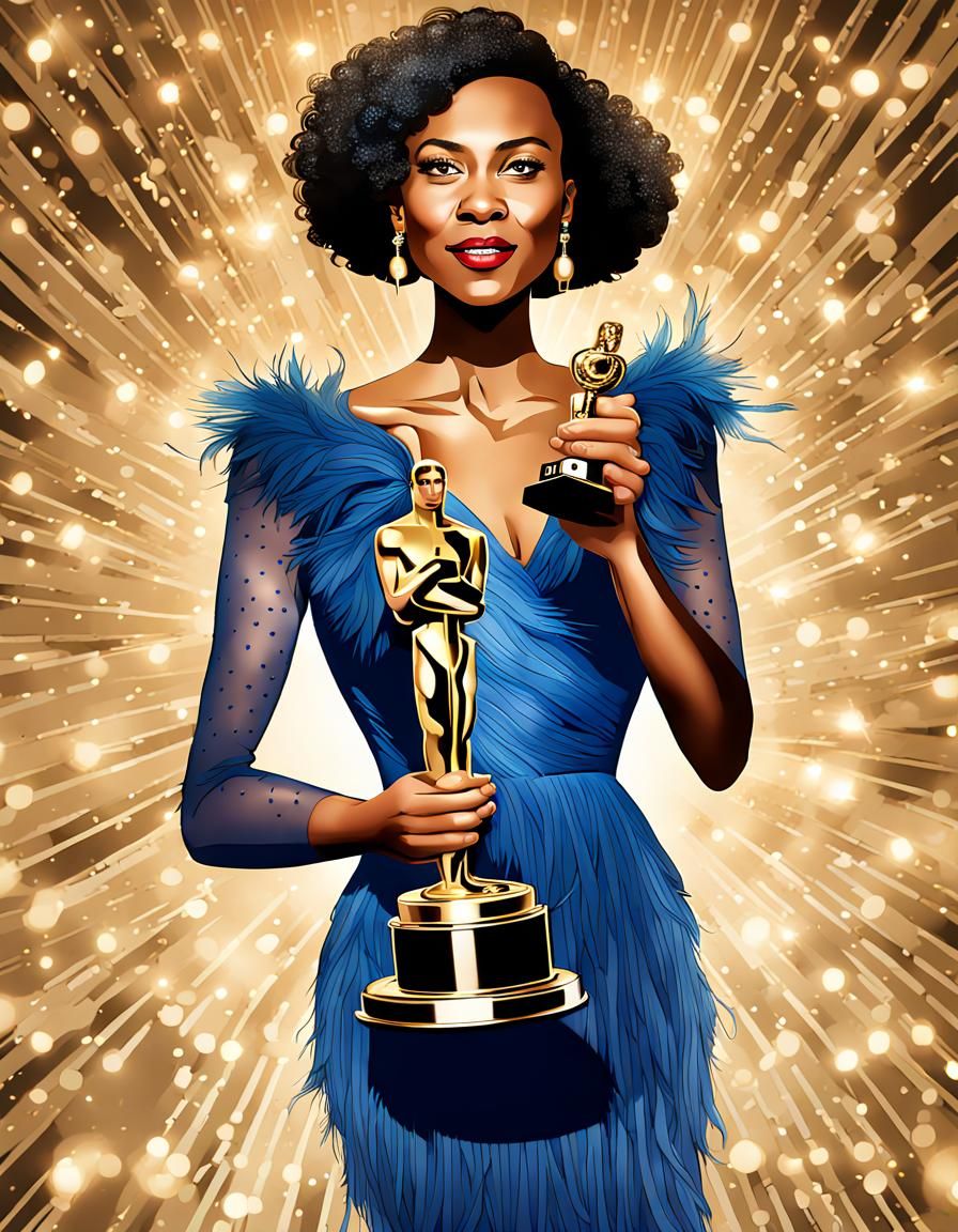 Woman in Blue Dress at Award Show