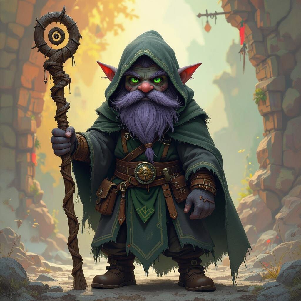 Fantasy Dwarf with Emerald Eyes in Dramatic Style