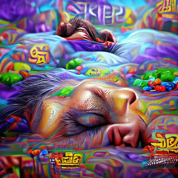 Psychedelic Hyperrealistic Sleep Concept Art in 8k