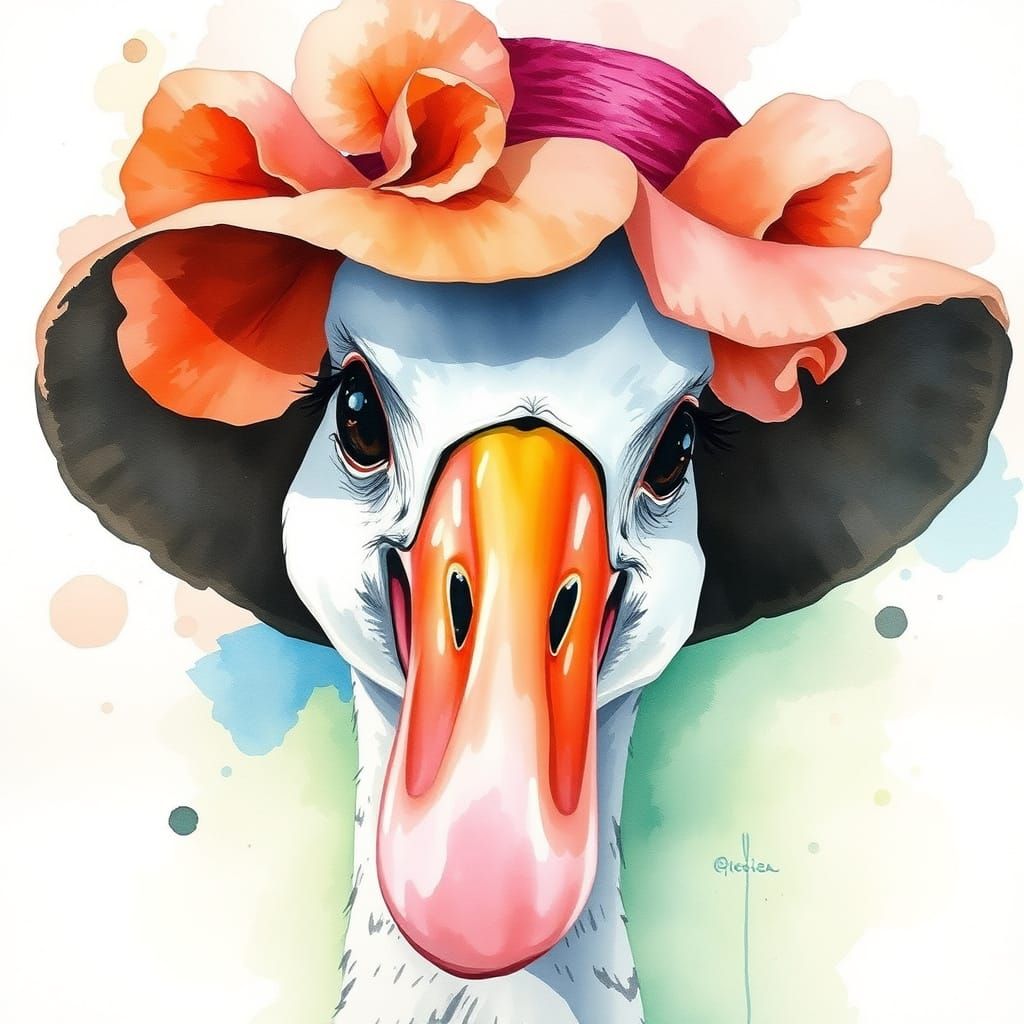 Goosie Girl Realistic Watercolor Masterpiece